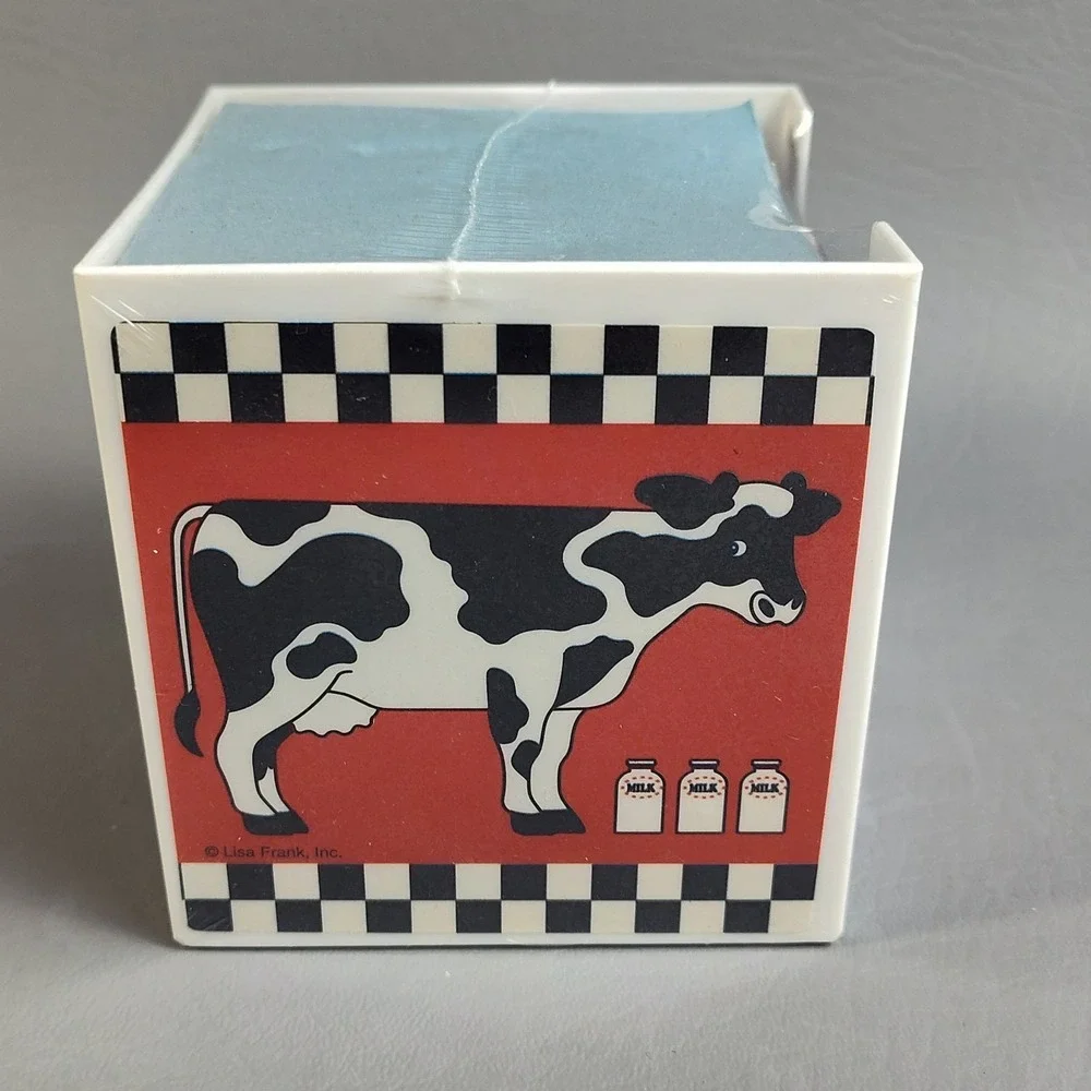 Vintage Lisa Frank Stationery‎ Cube Cow Checkered Milk #P531 RedBlack NEW SEALED